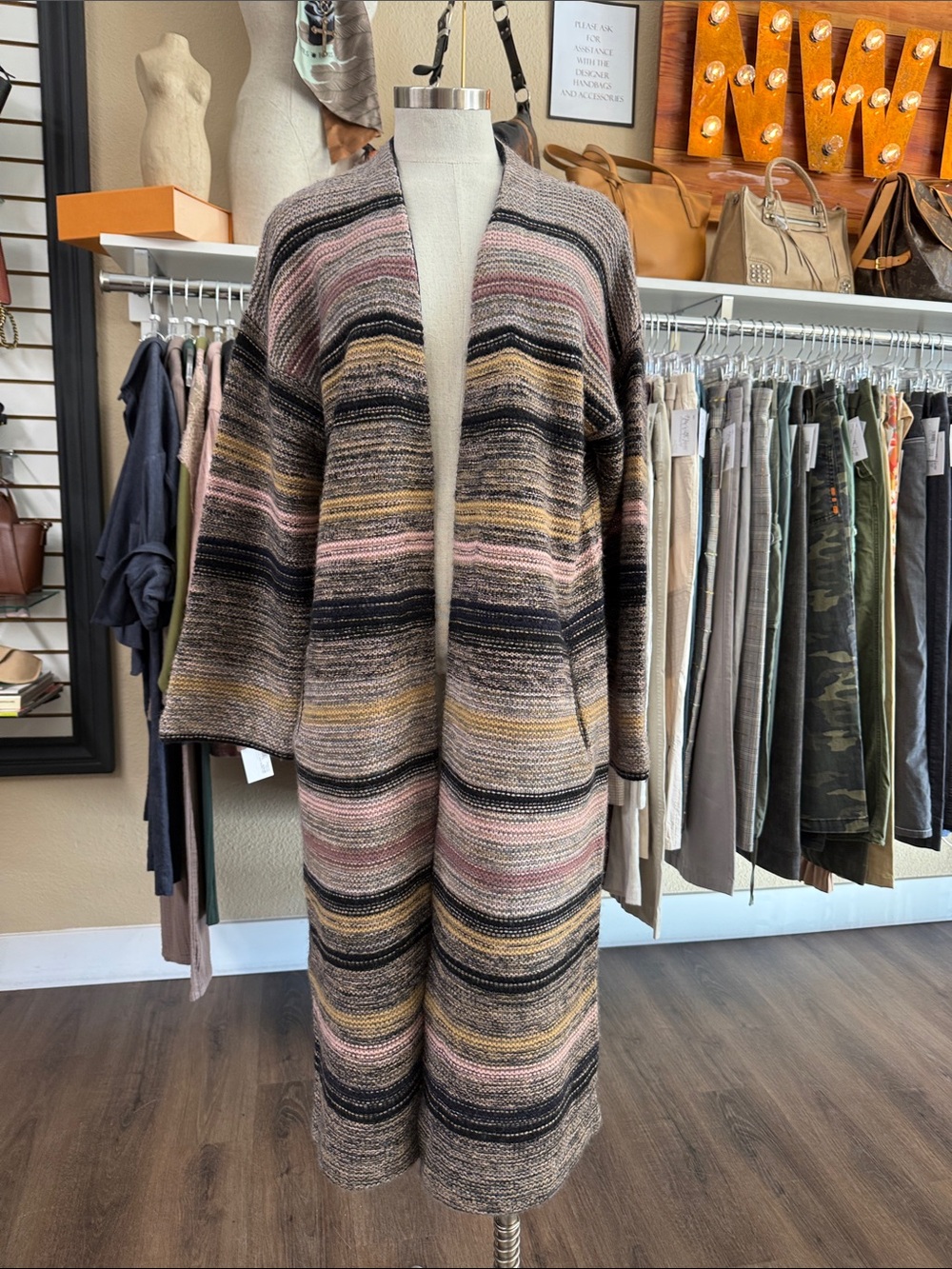 360 Cashmere 100% Cashmere Long Line Cardigan Sweater with Pockets